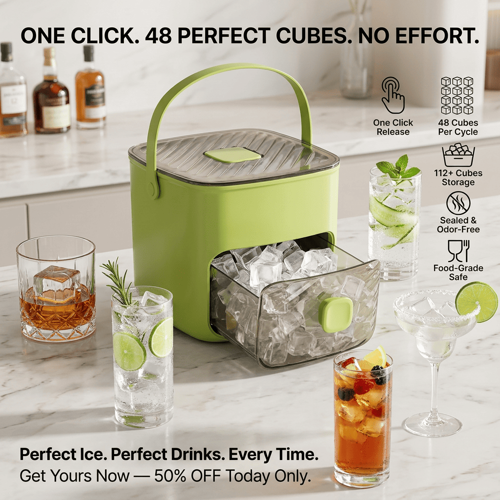 š„ Summer Sale 50% OFF ā Stop Twisting Smelly Ice Trays & Press Once For 48 Fresh Cubes Stored Clean, Sealed & Ready For Every Iced Coffee, Whiskey, Tumbler & Party