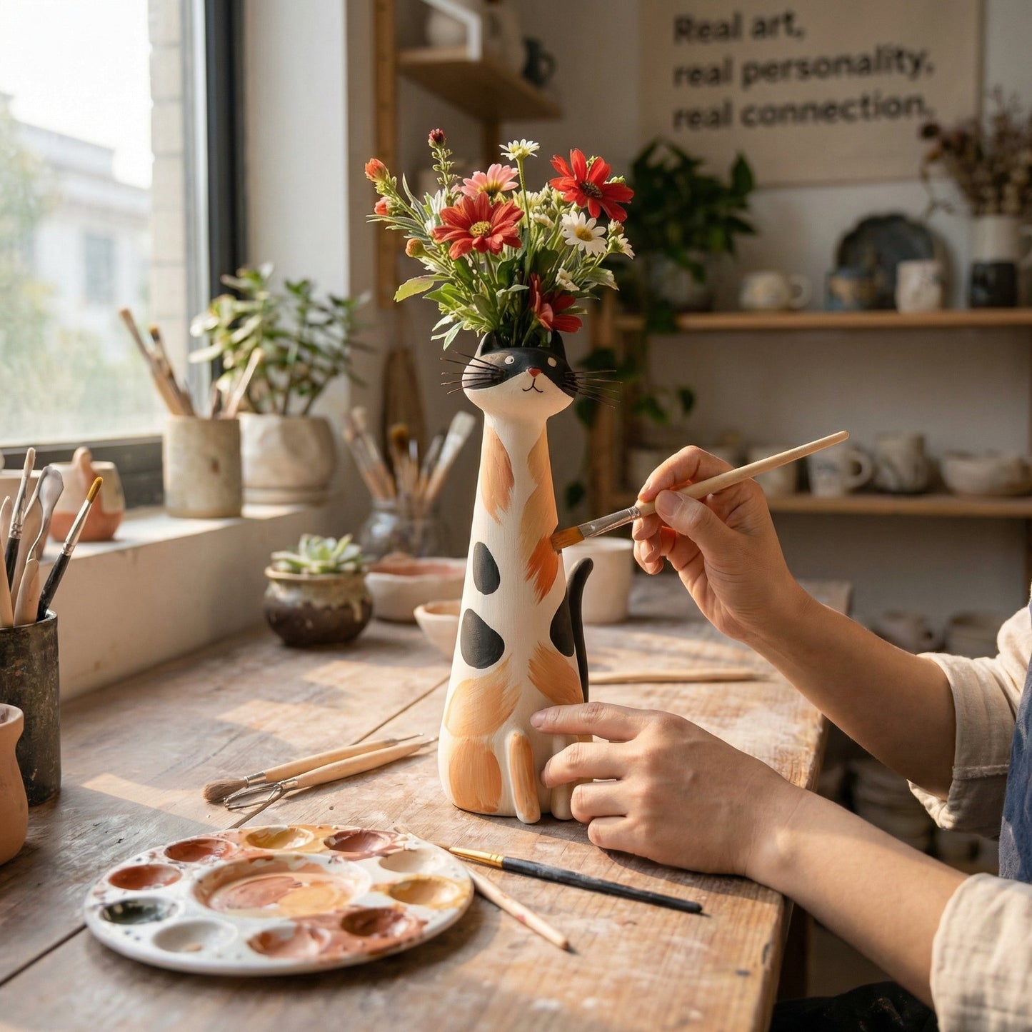 🔥 Final Day! Whisker & Bloom — Hand-Painted Cat Vases — Own Yours Today
