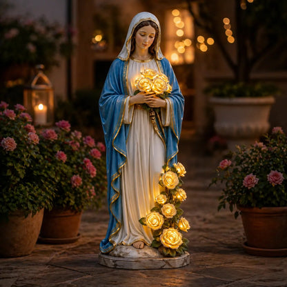 💗 Today Only 50% OFF —🎁  Virgin Mary Solar Garden Statue With Glowing Roses That Brings Faith, 🙏Warm Light & Blessed Peace To Your Home