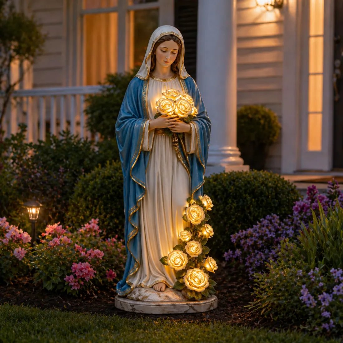 💗 Today Only 50% OFF —🎁  Virgin Mary Solar Garden Statue With Glowing Roses That Brings Faith, 🙏Warm Light & Blessed Peace To Your Home